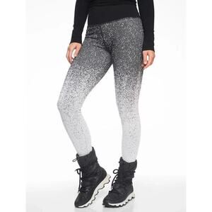 Athleta Black White Ombre Flurry Base Layer Tight Ribbed High-Rise Leggings XS